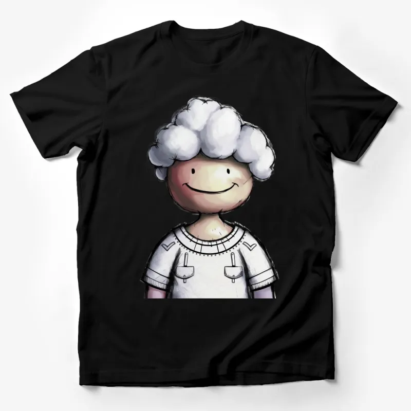 Whimsical Doodle Character T-Shirt, Smiling Figure, Unisex Cotton Tee, Unique Illustrated Apparel, Casual Wear, Artistic Top, All Sizes Male T-Shirt