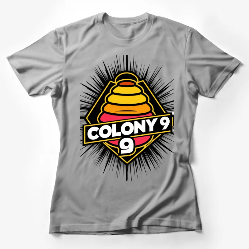 Retro Colony 9 Hive Graphic Tee, Vintage Style Beehive Emblem T-Shirt, Unisex Casual Wear, Urban Street Fashion Top Female T-Shirt