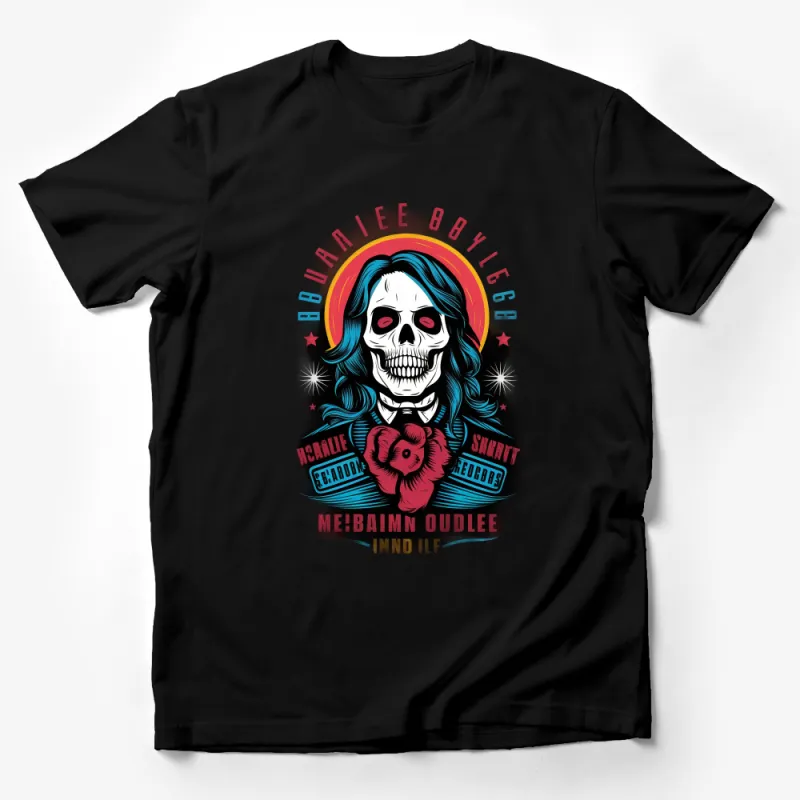 Vintage Skull T-Shirt, Retro Graphic Tee with Rose, Rockabilly Punk Streetwear, Unisex Fashion Top, Unique Gift Idea Male T-Shirt