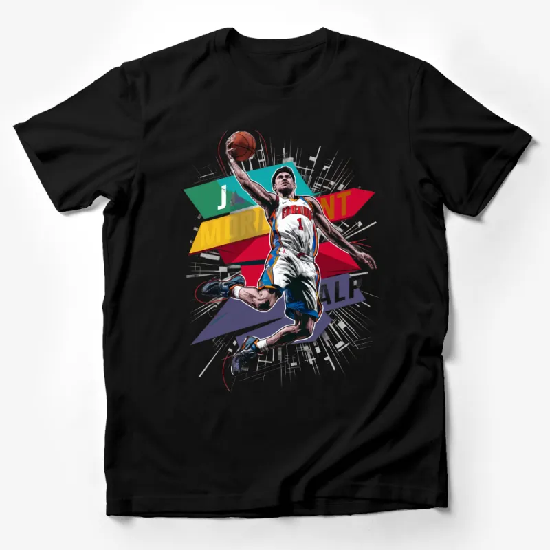 Men's Basketball Player Graphic Tee, Slam Dunk Illustration Shirt, Sports Fan Apparel, Athletic Casual Wear, Trendy T-Shirt Male T-Shirt