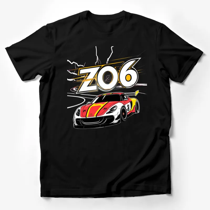 Graphic Sports Car T-Shirt, Bold Z06 Racing Design Tee, Casual Motorsport Style Shirt, Unisex Car Enthusiast Apparel Male T-Shirt