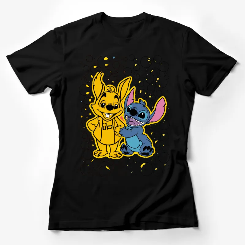 Cute Cartoon Alien and Friend Bubbles Graphic Tee, Unisex T-Shirt for All Ages, Fun Casual Apparel Female T-Shirt