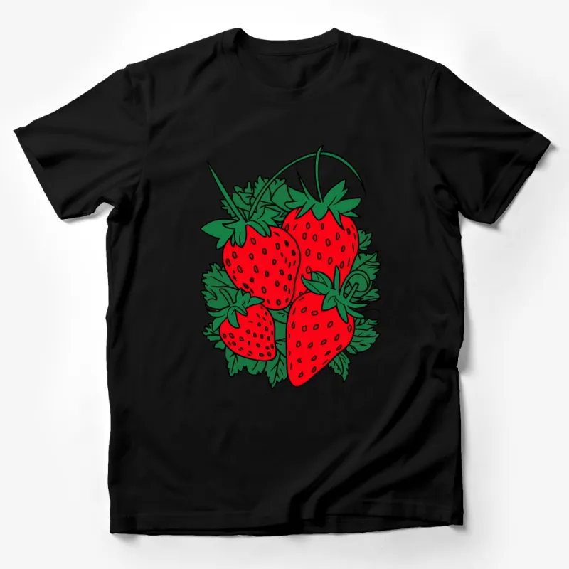 Fresh Strawberry Graphic Tee, Summer Fruit Design T-Shirt, Casual Berry Print Top, Unisex Adult Clothing Male T-Shirt