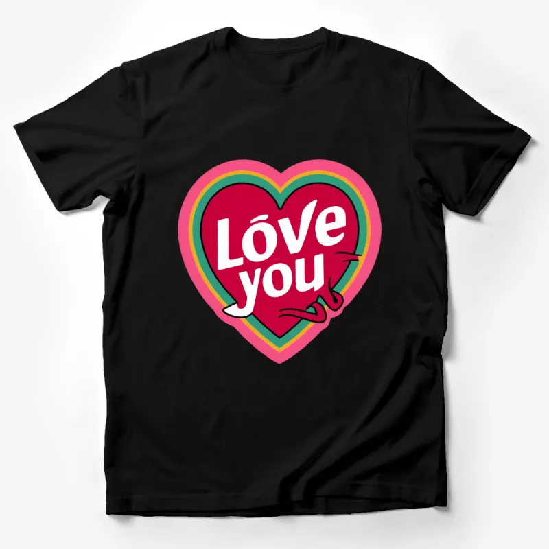 Rainbow Heart Love You Graphic T-Shirt, Unisex Colorful Modern Tee, Casual Gift for Her Him, Vibrant Love Statement Shirt Male T-Shirt