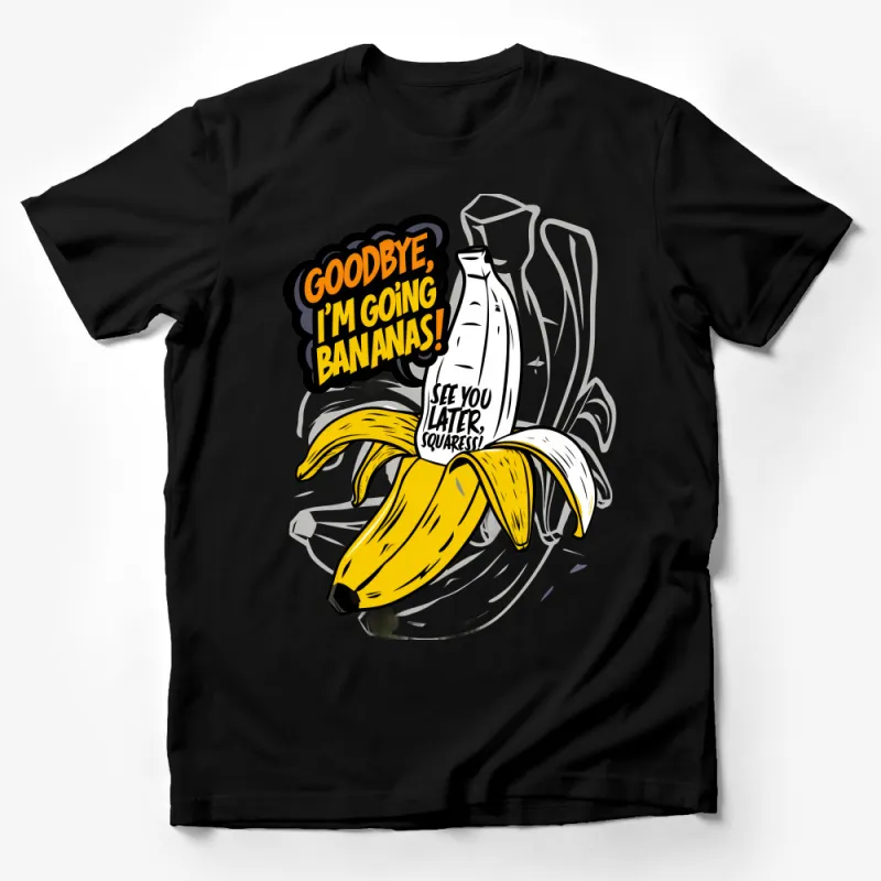 Funny Banana T-Shirt, Goodbye I'm Going Bananas, See You Later Squares, Unisex Graphic Tee, Novelty Shirt for Friends Male T-Shirt