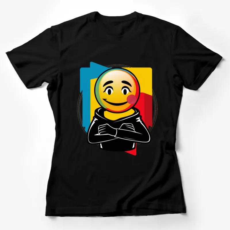 Abstract Emoji Graphic Tee, Colorful Smiley Face, Modern Art Casual Shirt, Unisex T-Shirt for All Ages, Unique Design Apparel Female T-Shirt