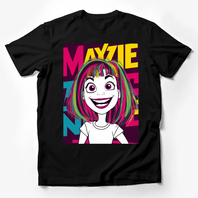 Funky Pop Art Style Mayzie Graphic Tee, Colorful Cartoon Character T-Shirt, Vibrant Urban Fashion Unisex Top Male T-Shirt