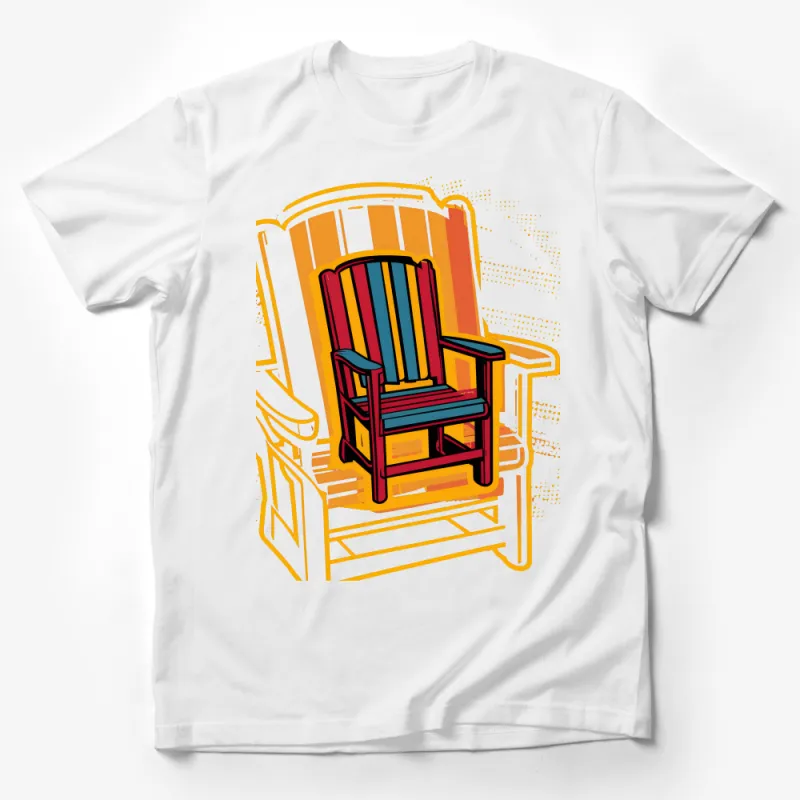 Retro Colorful Adirondack Chair Graphic Tee, Vintage Style Summer Shirt, Casual Beach Wear, Unisex T-Shirt Male T-Shirt