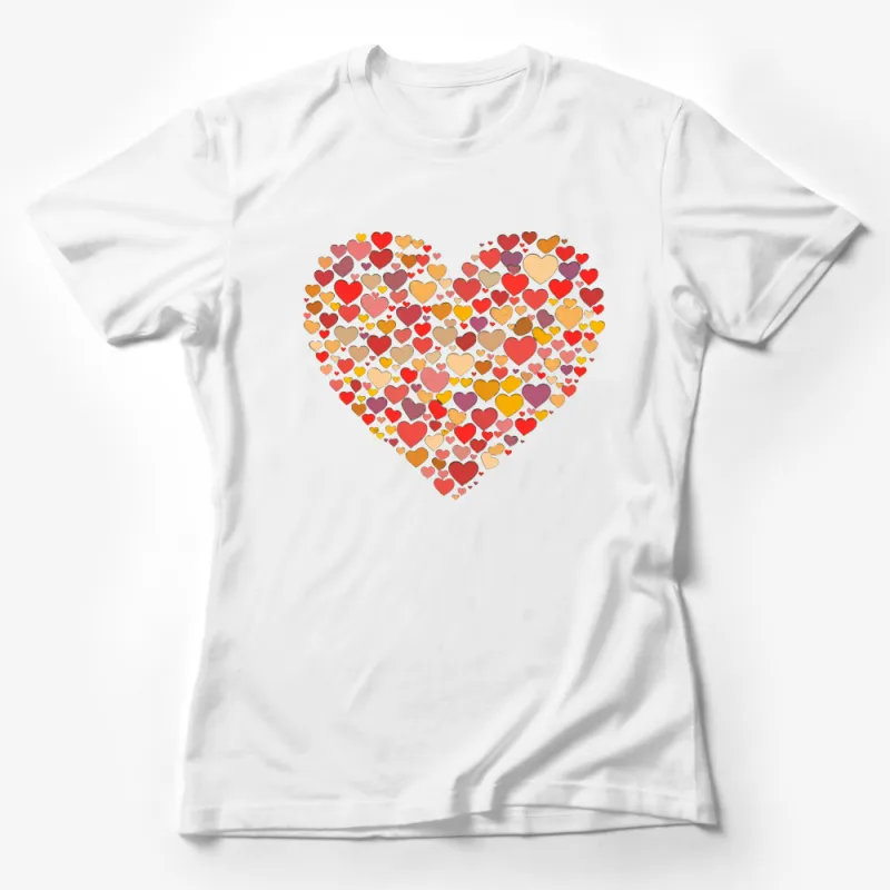 Colorful Heart Print T-Shirt, Unisex Love Graphic Tee, Casual Cotton Shirt, Gift for Valentine's Day Female T-Shirt