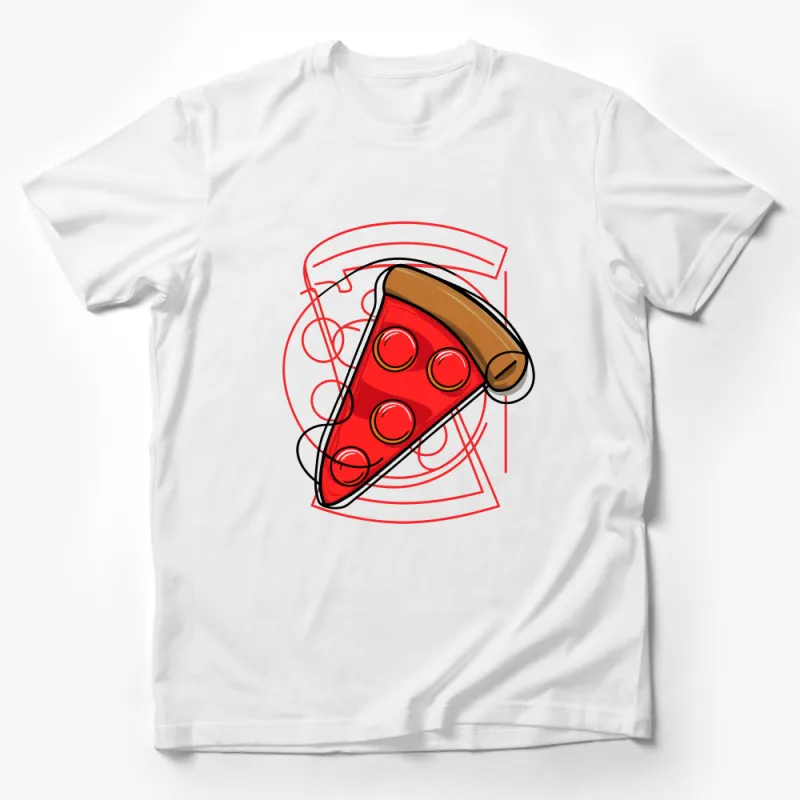 Funky Pepperoni Pizza Slice Graphic Tee, Unisex T-Shirt, Casual Food Lover Shirt, Cool Pizza Party Top, Red Male T-Shirt