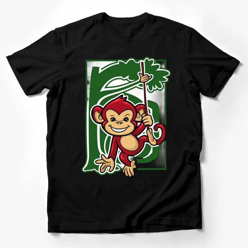 Monkey Graphic Tee, Cute Jungle Animal T-Shirt, Fun Cartoon Monkey Shirt, Casual Unisex Clothing, Trendy Animal Lover Gift Idea Male T-Shirt