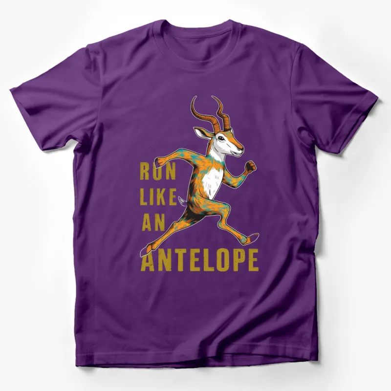 Men's Graphic Tee Run Like An Antelope, Vintage Inspired Running Shirt, Casual Athletic T-Shirt, Nature Wildlife Illustration Top Male T-Shirt