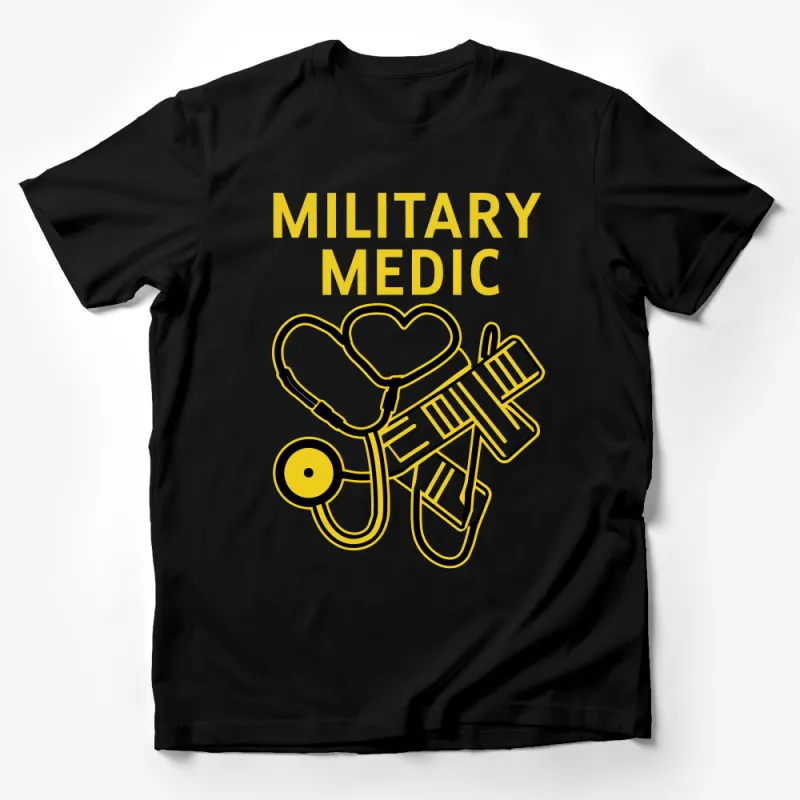 Military Medic Graphic T-Shirt, Heart Stethoscope Design Tee, Army Nurse Support Shirt, Medical Staff Appreciation Top, Unisex Clothing Male T-Shirt