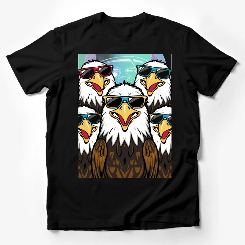 Cool Eagle Trio Graphic T-Shirt, Vibrant Colors, Casual Unisex Tee, Summer Beach Fashion, Wildlife Animal Print, Streetwear Style Male T-Shirt