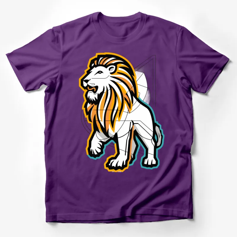 Graphic Lion T-Shirt, Modern Lion Illustration Tee, Unisex Artistic Animal Shirt, Vibrant Lion Print Top, Casual Streetwear Male T-Shirt