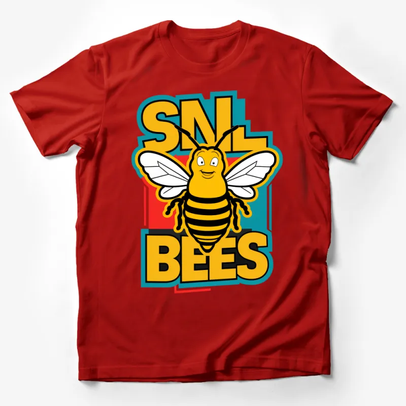 Cartoon Bee Graphic Tee, Colorful SNL Inspired T-Shirt, Unisex Casual Apparel for Comedy Fans Male T-Shirt