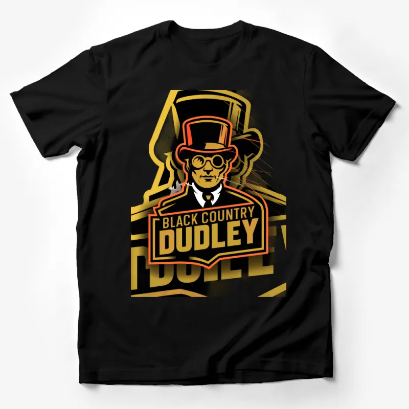 Unique Dudley Inspired Graphic T-Shirt, Vintage Style Black and Gold Tee, Hipster Design Casual Wear, Unisex Apparel Gift Male T-Shirt