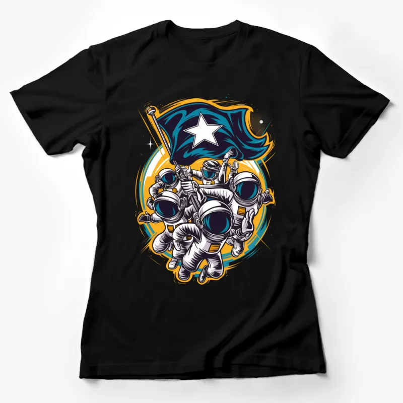 Astronaut Band Rockers T-Shirt, Space Music Lovers Tee, Cosmic Rock Band Graphic Shirt, Unisex Casual Streetwear Female T-Shirt