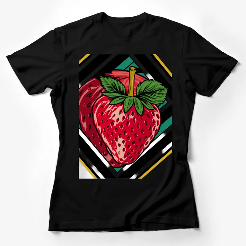 Funky Strawberry Graphic Tee, Colorful Summer Fruit T-Shirt, Casual Hipster Streetwear, Unisex Fashion Top Female T-Shirt