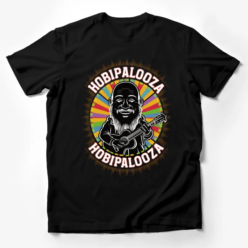 HobiPalooza Music Festival T-Shirt, Vibrant Ukulele Graphic Tee, Unisex Concert Shirt, Music Lover Gift, Casual Summer Top Male T-Shirt