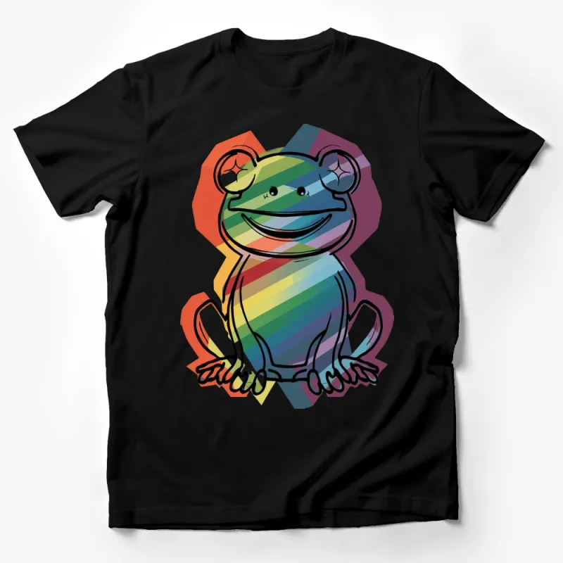 Colorful Rainbow Frog T-Shirt, Cute Amphibian Illustration Tee, Animal Lover Gift, Unisex Graphic Shirt, All Sizes Male T-Shirt