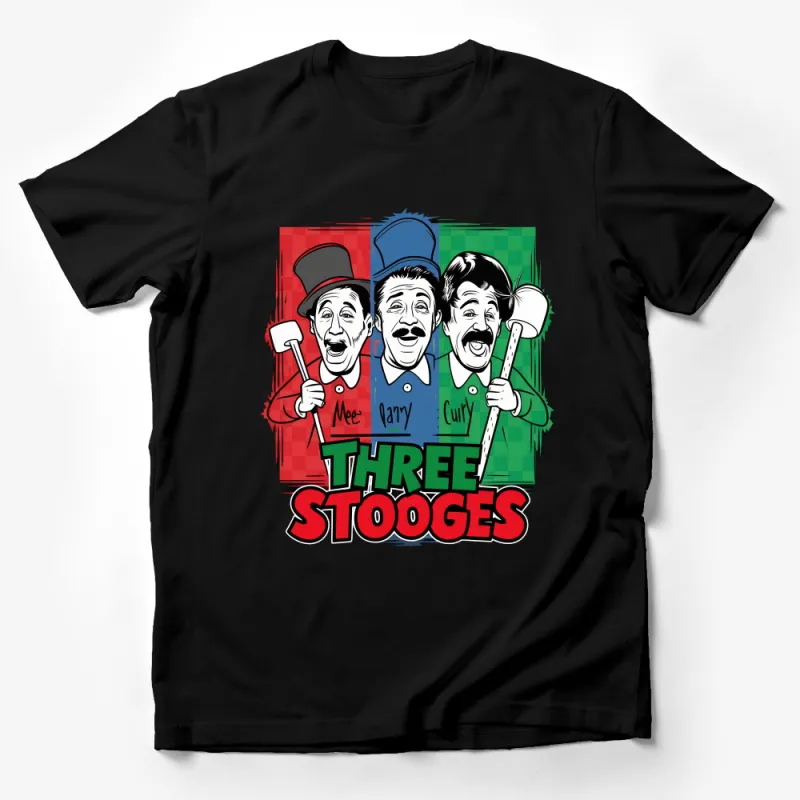 Vintage Three Stooges Colorful Pop Art Style T-Shirt, Classic Comedy Team Tee Male T-Shirt