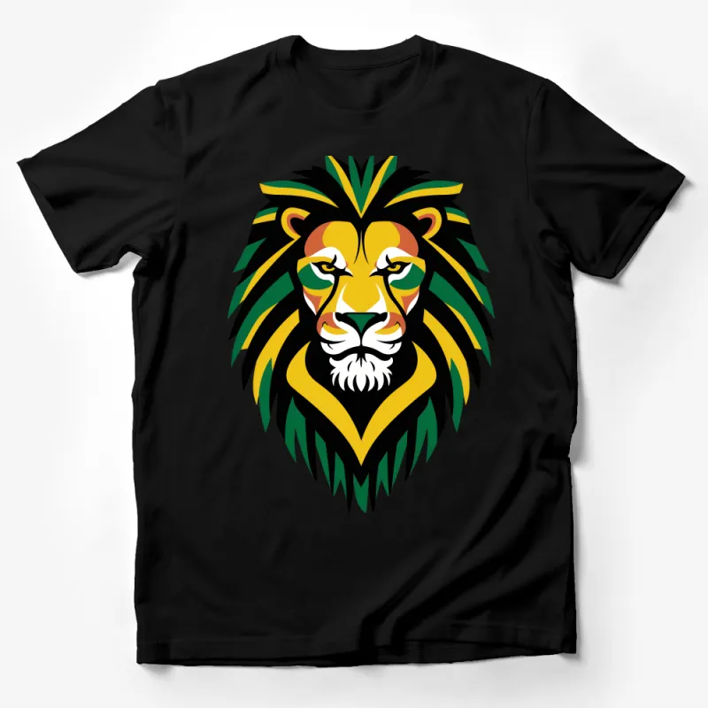 Majestic Lion Face T-Shirt, Colorful Jungle King Tee, Bold Animal Graphic Shirt, Unique Wildlife Fashion Male T-Shirt