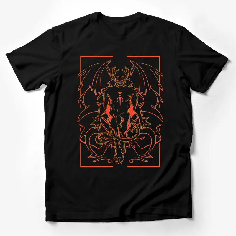 Fantasy Demon Graphic Tee, Stylish Unisex T-Shirt, Red and White Illustration, Casual Wear, Unique Design, Trendy Apparel, Comfortable Top Male T-Shirt