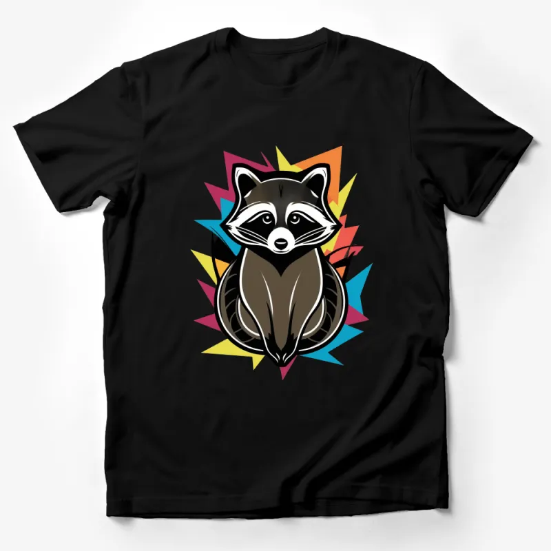 Geometric Raccoon T-Shirt, Abstract Animal Design Tee, Colorful Graphic Shirt, Unisex Fashion Top, Artistic Wildlife Clothing Gift Male T-Shirt