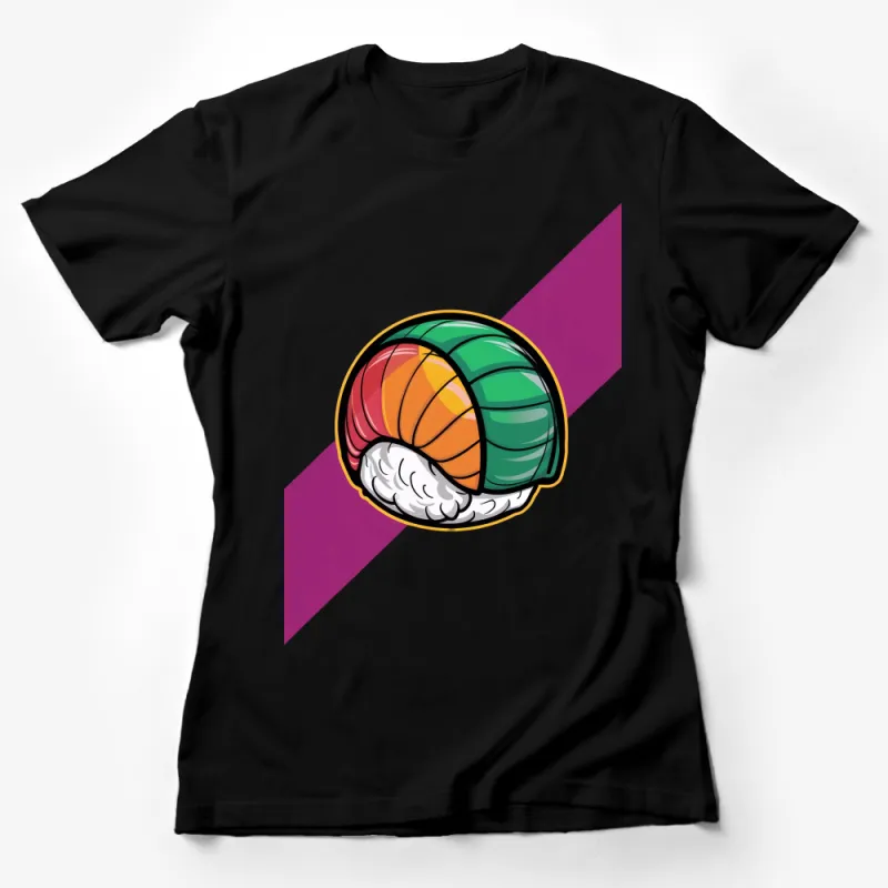 Colorful Sushi Roll Graphic T-Shirt, Unisex Cotton Tee, Foodie Gift Shirt, Casual Streetwear, Sushi Lover Top, Trendy Apparel Design Female T-Shirt