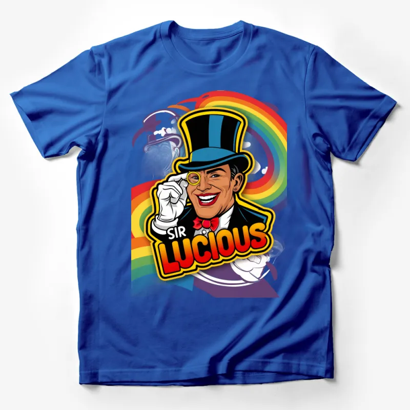 Colorful Retro Style Sir Lucious T-Shirt, Vintage Circus Inspired Graphic Tee, Unique Bold Unisex Shirt Design Male T-Shirt