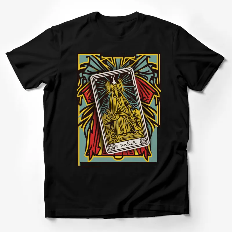 Vintage Tarot Card T-Shirt, Mystical Tarot 11 Graphic Tee, Unisex Art Nouveau Style Shirt, Esoteric Clothing, Bohemian Fashion Top Male T-Shirt