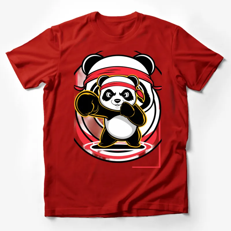 Kids Martial Arts Panda T-Shirt, Cute Karate Panda Bear in Gi with Belt Male T-Shirt