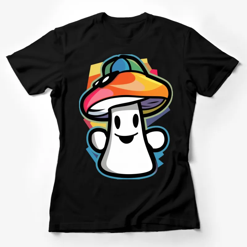 Colorful Mushroom Character T-Shirt, Fun Fungi Graphic Tee, Vibrant Unisex Clothing, Casual Wear Female T-Shirt