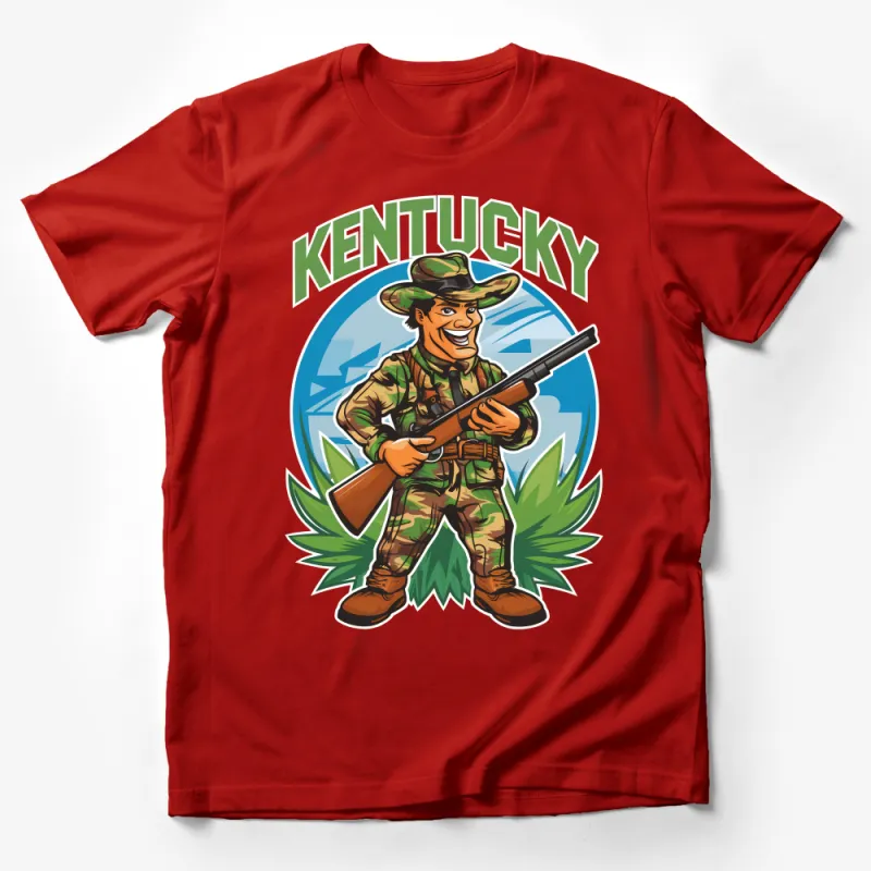 Kentucky Hunter Camo T-Shirt, Outdoor Enthusiast Graphic Tee, Unisex Hunting Apparel, Gift for Hunters, Casual Wilderness Wear Male T-Shirt