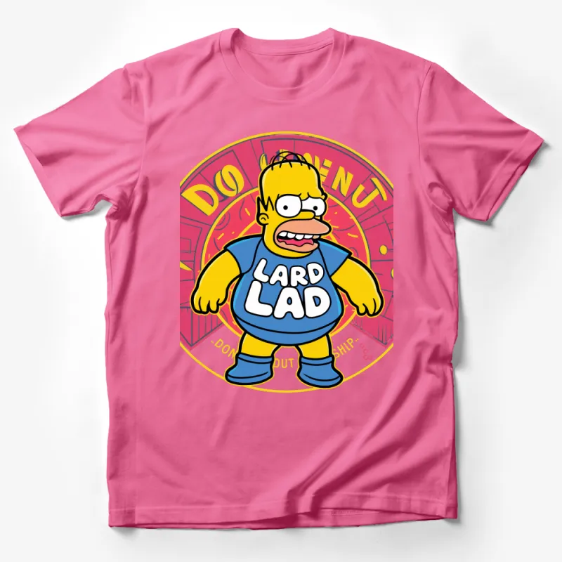 Vibrant Cartoon Character Lard Lad Donuts Themed Yellow T-Shirt Male T-Shirt