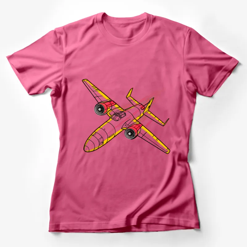 Aviation Enthusiast Colorful Airplane Graphic T-Shirt, Pilot Unisex Tee, Vintage Aircraft Lover Gift Idea Female T-Shirt