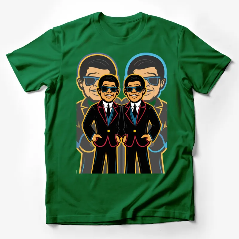 Retro Animated Spy Duo T-Shirt, Cartoon Secret Agents Tee, Vintage Style Graphic Shirt Unisex Male T-Shirt