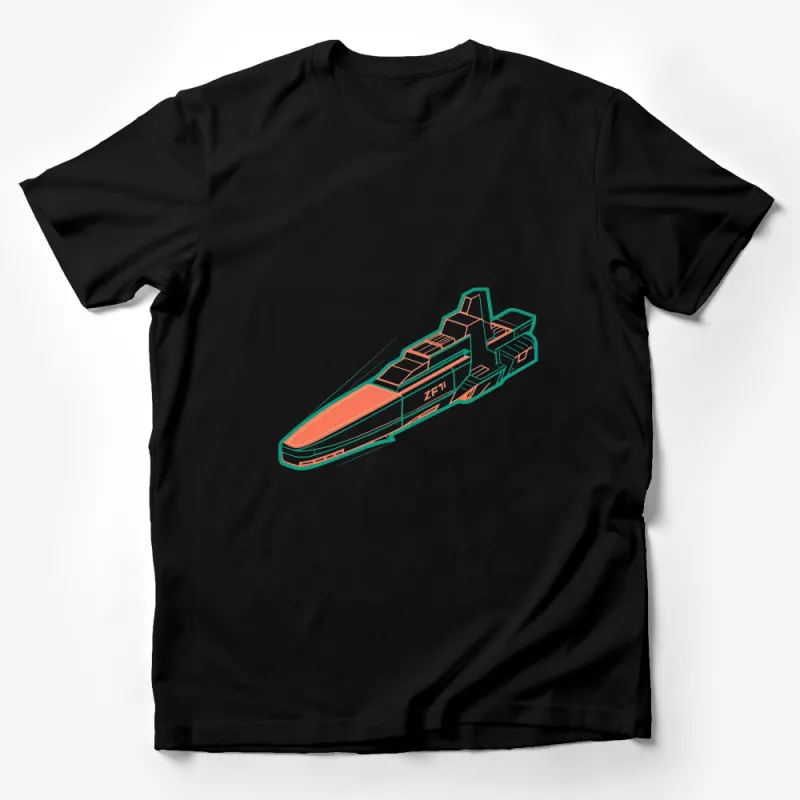 Retro Spaceship T-Shirt, Vintage Sci-Fi Rocket Tee, Unisex Adult Casual Wear, Unique Graphic Design Top, Gift for Space Lovers Male T-Shirt