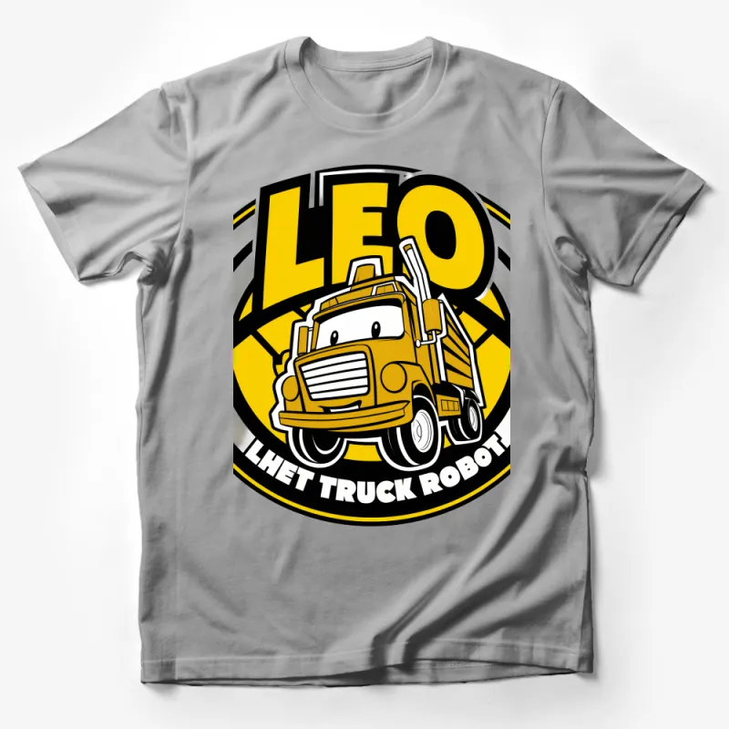 Kids Yellow LEO Robot Truck Cartoon T-Shirt, Fun Graphic Tee for Children Male T-Shirt