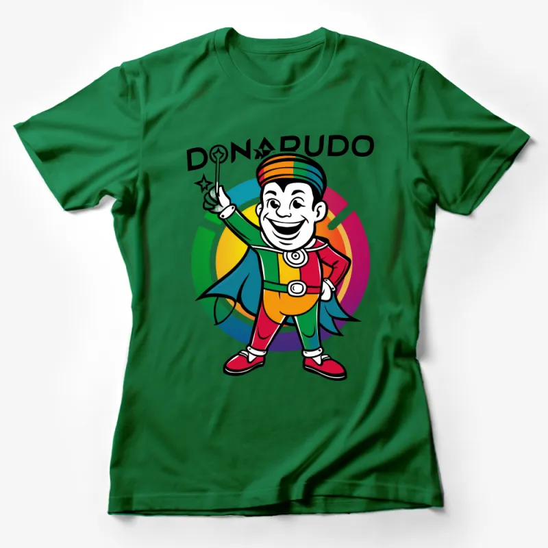 Colorful Comic Style Jester Mascot Unisex T-shirt, Fun Cartoon Character, Vibrant Casual Wear Female T-Shirt