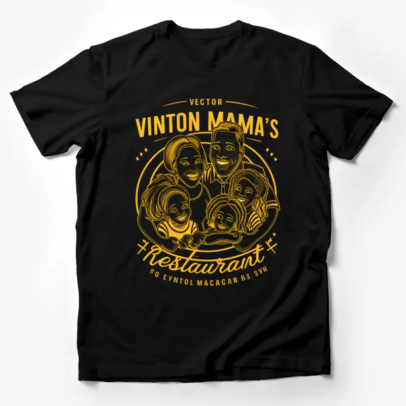 Family-Owned Restaurant Vector Graphic T-Shirt, Vinton Mama's Unique Design Tee Male T-Shirt