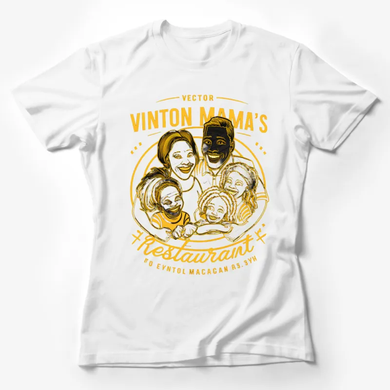 Family-Owned Restaurant Vector Graphic T-Shirt, Vinton Mama's Unique Design Tee Female T-Shirt