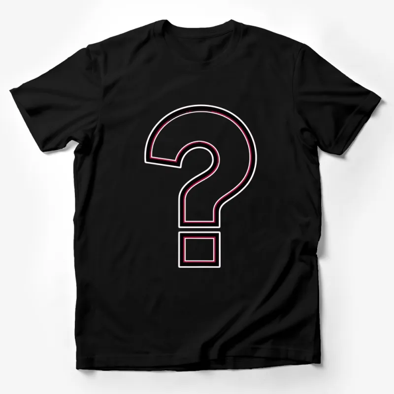 Graphic Question Mark T-Shirt, Cool Mystery Symbol Tee, Casual Black and Pink Shirt, Unisex Fashion Top Male T-Shirt