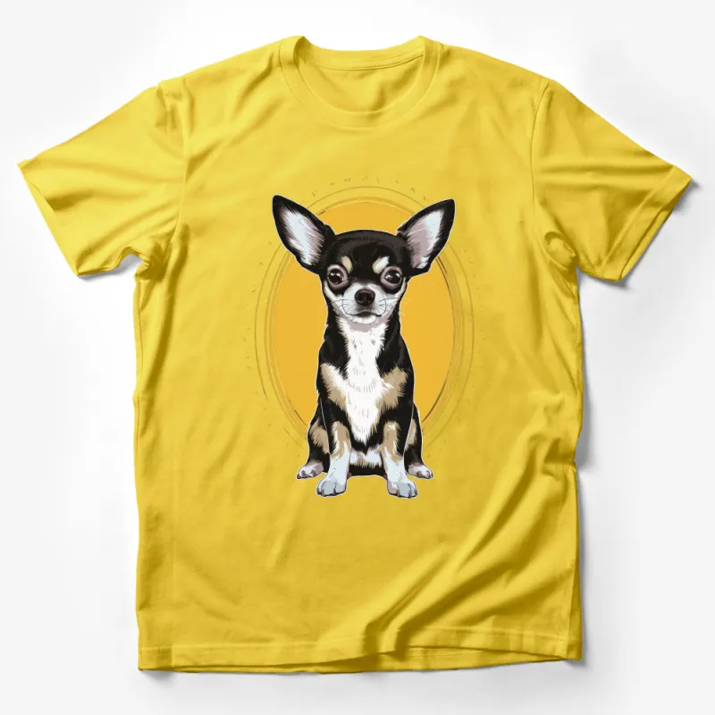 Chihuahua Lover's Delight: Sunshine Aura Cute Dog Graphic T-Shirt Design Male T-Shirt