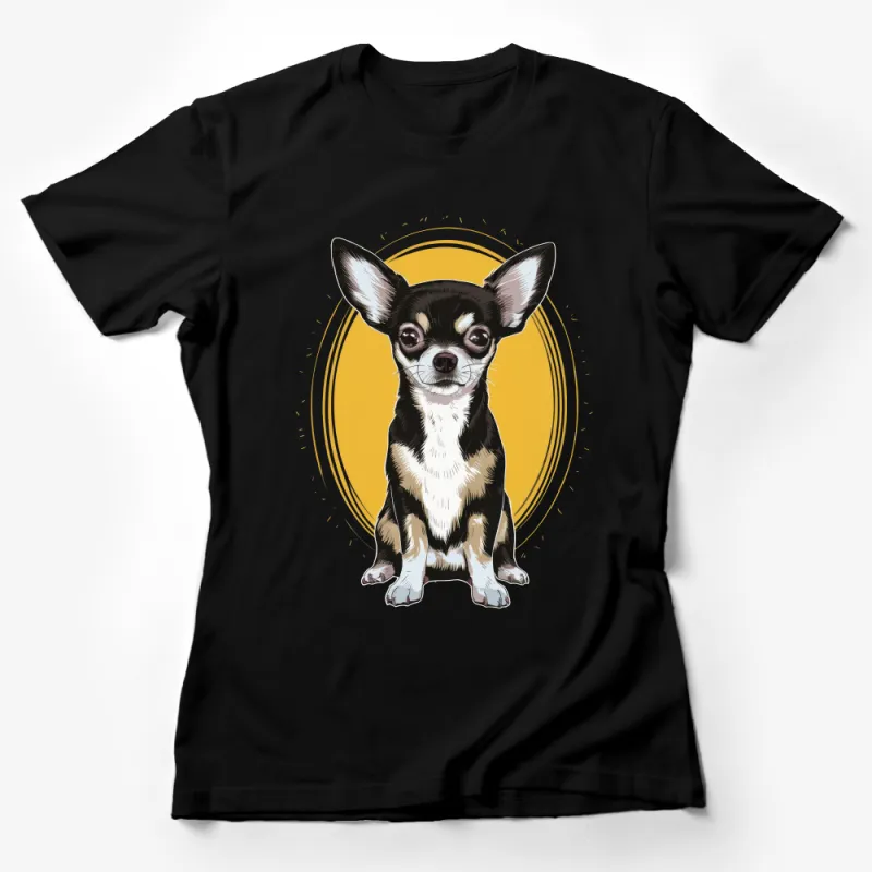 Chihuahua Lover's Delight: Sunshine Aura Cute Dog Graphic T-Shirt Design Female T-Shirt