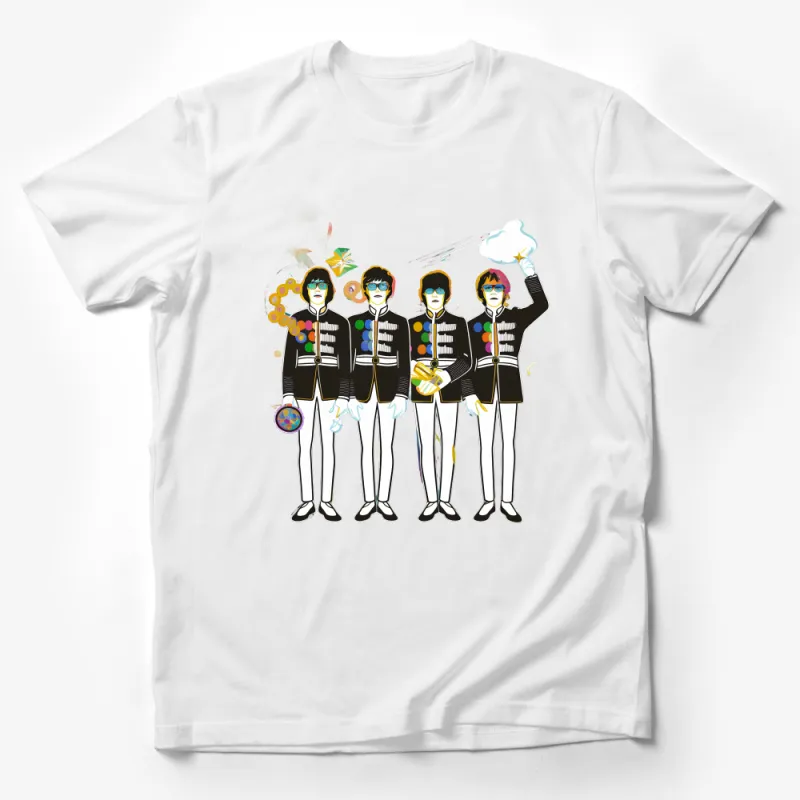 Vintage Band Cartoon T-Shirt, Colorful Retro Music Group Illustration, Unisex Graphic Tee, Music Lover Gift, Unique Printed Shirt Male T-Shirt