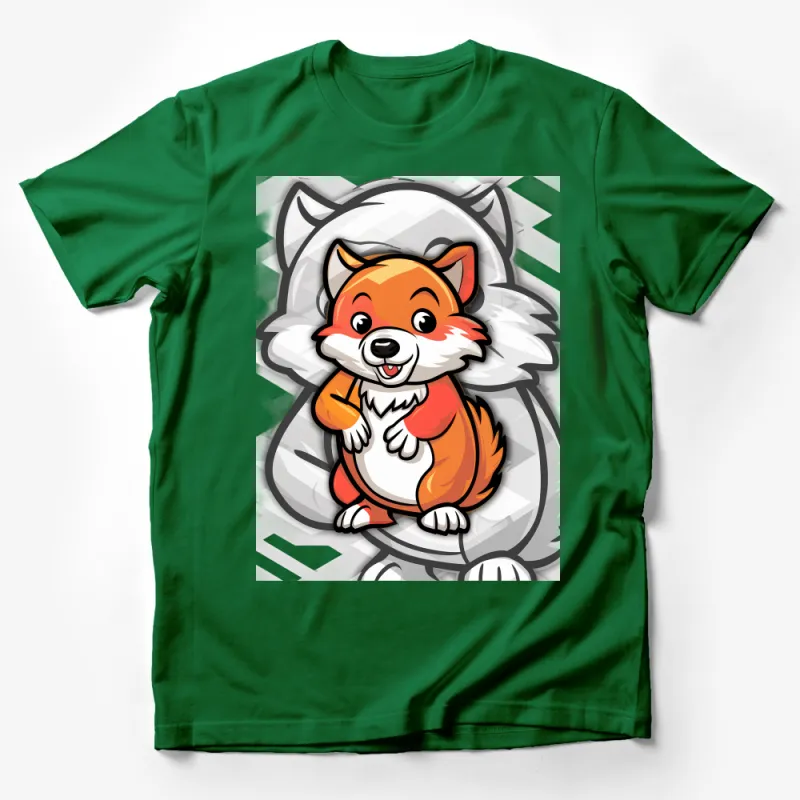 Cute Cartoon Fox T-Shirt for Kids, Adorable Animal Graphic Tee, Unisex Children's Clothing Male T-Shirt