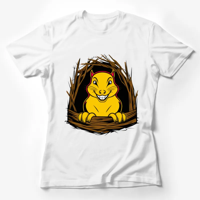 Happy Cartoon Gopher Graphic Tee for Nature Lovers, Whimsical Animal T-Shirt Design, Cute Rodent Illustration Apparel for All Ages Female T-Shirt