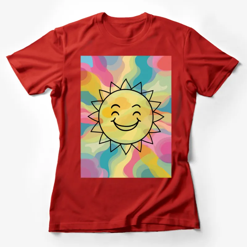 Colorful Abstract Happy Sun Graphic T-Shirt, Unisex Vibrant Summer Tee Design Female T-Shirt